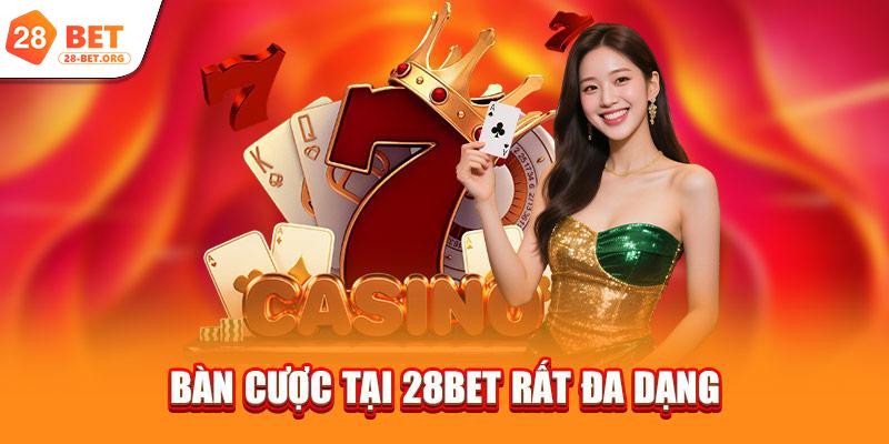 Bàn cược tại 28bet rất đa dạng
